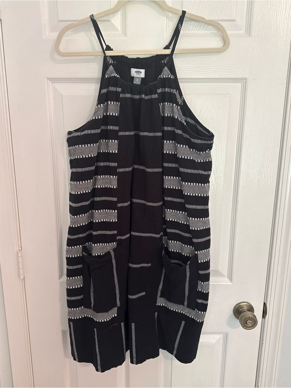 Old navy Casual Striped Halter Dress - Black & Gray